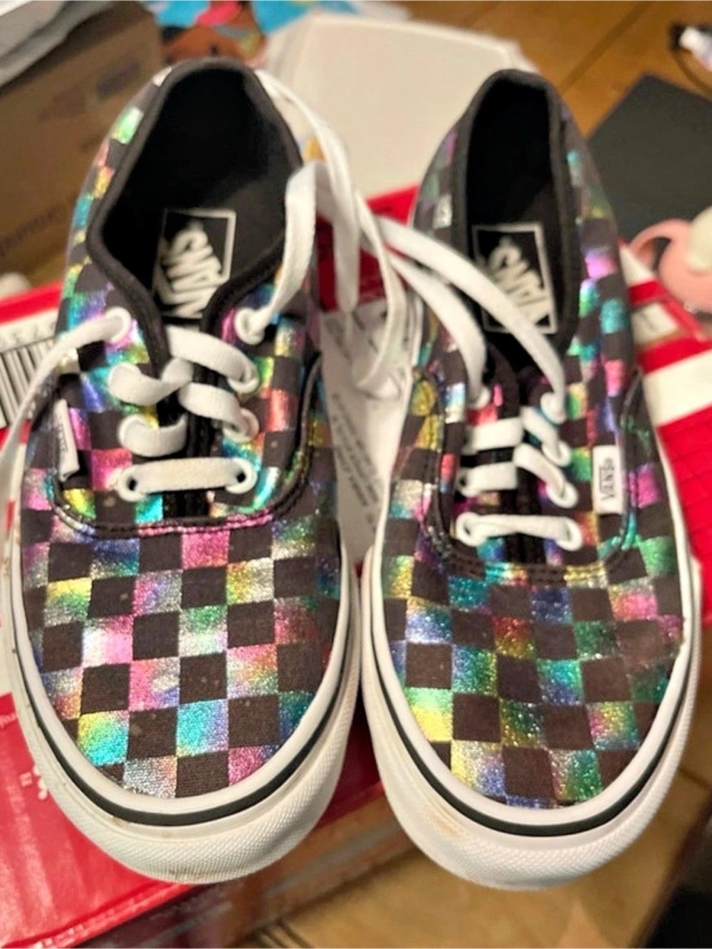 Vans Old Skool Checkered Sneakers in Black & Multi Girls US 6.0